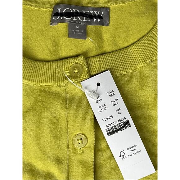 J Crew New Jackie Cardigan Premium Ultra Fine Cotton Blend Womens Medium Citron - Picture 9 of 11